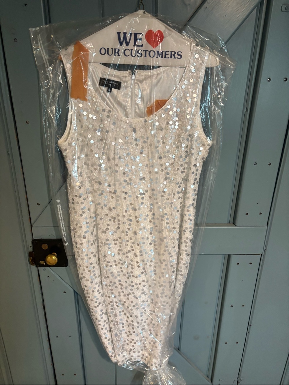 Jones New York White Sequin Cocktail Dress